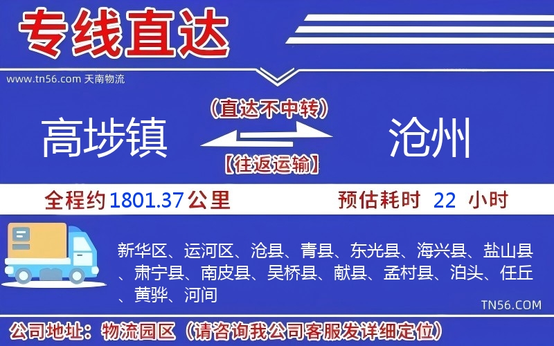 高埗鎮到滄州物流公司